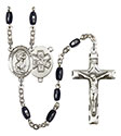 St. Christopher/EMT 8x5mm Black Onyx Rosary R6005S-8022S10