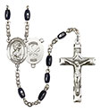 St. Christopher/Nat&#39;l Guard 8x5mm Black Onyx Rosary R6005S-8022S5