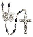 St. George/Navy 8x5mm Black Onyx Rosary R6005S-8040S6