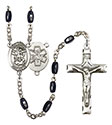 St. Michael/EMT 8x5mm Black Onyx Rosary R6005S-8076S10