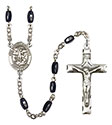 San Miguel Arcangel 8x5mm Black Onyx Rosary R6005S-8076SP