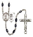 St. Christopher/Lacrosse 8x5mm Black Onyx Rosary R6005S-8144