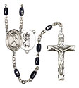 St. Christopher/Football 8x5mm Black Onyx Rosary R6005S-8151