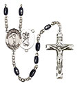 St. Christopher/Golf 8x5mm Black Onyx Rosary R6005S-8152