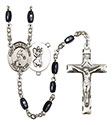 St. Christopher/Basketball 8x5mm Black Onyx Rosary R6005S-8153
