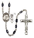 St. Christopher/Tennis 8x5mm Black Onyx Rosary R6005S-8156