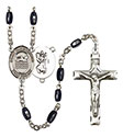St. Christopher/Swimming 8x5mm Black Onyx Rosary R6005S-8157