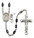 St. Christopher/Wrestling 8x5mm Black Onyx Rosary R6005S-8159