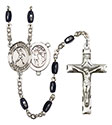 St. Sebastian/Football 8x5mm Black Onyx Rosary R6005S-8161