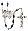 St. Sebastian/Basketball 8x5mm Black Onyx Rosary R6005S-8163