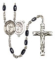 St. Sebastian/Tennis 8x5mm Black Onyx Rosary R6005S-8166