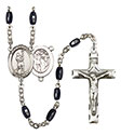 St. Sebastian/Lacrosse 8x5mm Black Onyx Rosary R6005S-8174