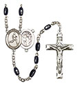 St. Sebastian/Track &amp; Field 8x5mm Black Onyx Rosary R6005S-8176