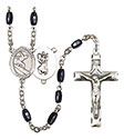 St. Christopher/Surfing 8x5mm Black Onyx Rosary R6005S-8184