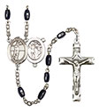 St. Sebastian/Volleyball 8x5mm Black Onyx Rosary R6005S-8186