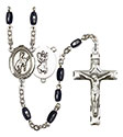 St. Christopher/Rodeo 8x5mm Black Onyx Rosary R6005S-8192