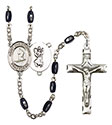 St. Christopher/Skiing 8x5mm Black Onyx Rosary R6005S-8193