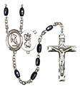 St. Christopher/Rugby 8x5mm Black Onyx Rosary R6005S-8194