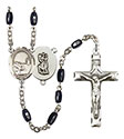 St. Christopher/Fishing 8x5mm Black Onyx Rosary R6005S-8196