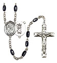 St. Christopher/Basketball 8x5mm Black Onyx Rosary R6005S-8502