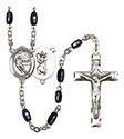 St. Christopher/Hockey 8x5mm Black Onyx Rosary R6005S-8504