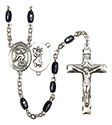 St. Christopher/Swimming 8x5mm Black Onyx Rosary R6005S-8511