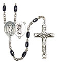 St. Christopher/Lacrosse 8x5mm Black Onyx Rosary R6005S-8516