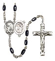 St. Sebastian/Football 8x5mm Black Onyx Rosary R6005S-8601