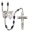 St. Sebastian/Track &amp; Field-Woman 8x5mm Black Onyx Rosary R6005S-8610