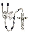 St. Sebastian/Swimming 8x5mm Black Onyx Rosary R6005S-8611