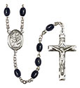 St. Anthony of Padua 8x6mm Black Onyx Rosary R6006S-8004