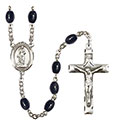 St. Barbara 8x6mm Black Onyx Rosary R6006S-8006