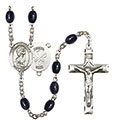 St. Christopher/Nat&#39;l Guard 8x6mm Black Onyx Rosary R6006S-8022S5