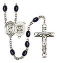 St. Christopher/Navy 8x6mm Black Onyx Rosary R6006S-8022S6