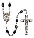 St. Isidore of Seville 8x6mm Black Onyx Rosary R6006S-8049