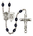 St. Michael/Navy 8x6mm Black Onyx Rosary R6006S-8076S6