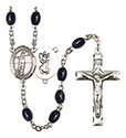 St. Christopher/Volleyball 8x6mm Black Onyx Rosary R6006S-8138