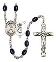 St. Christopher/Football 8x6mm Black Onyx Rosary R6006S-8151