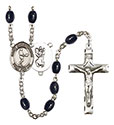 St. Christopher/Tennis 8x6mm Black Onyx Rosary R6006S-8156