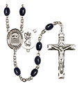 St. Christopher/Swimming 8x6mm Black Onyx Rosary R6006S-8157