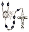 St. Sebastian/Baseball 8x6mm Black Onyx Rosary R6006S-8160