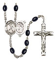 St. Sebastian/Football 8x6mm Black Onyx Rosary R6006S-8161
