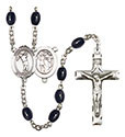 St. Sebastian/Golf 8x6mm Black Onyx Rosary R6006S-8162