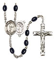 St. Sebastian/Tennis 8x6mm Black Onyx Rosary R6006S-8166