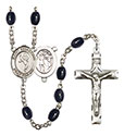 St. Sebastian/Martial Arts 8x6mm Black Onyx Rosary R6006S-8168