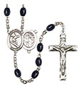 St. Sebastian/Surfing 8x6mm Black Onyx Rosary R6006S-8175