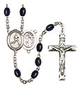 St. Sebastian/Track &amp; Field 8x6mm Black Onyx Rosary R6006S-8176