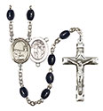 St. Sebastian/Fishing 8x6mm Black Onyx Rosary R6006S-8188