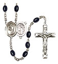 St. Sebastian/Archery 8x6mm Black Onyx Rosary R6006S-8189