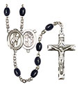 St. Sebastian/Rodeo 8x6mm Black Onyx Rosary R6006S-8191